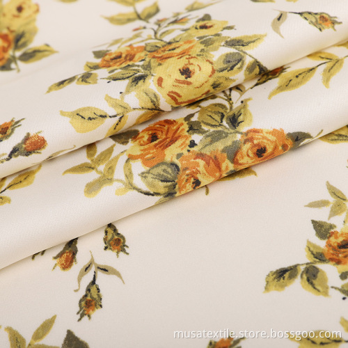 Flower Design Heavy Silk Satin Chiffon Print Fabric